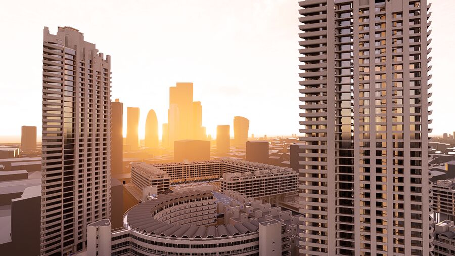 Model of Barbican residential blocks